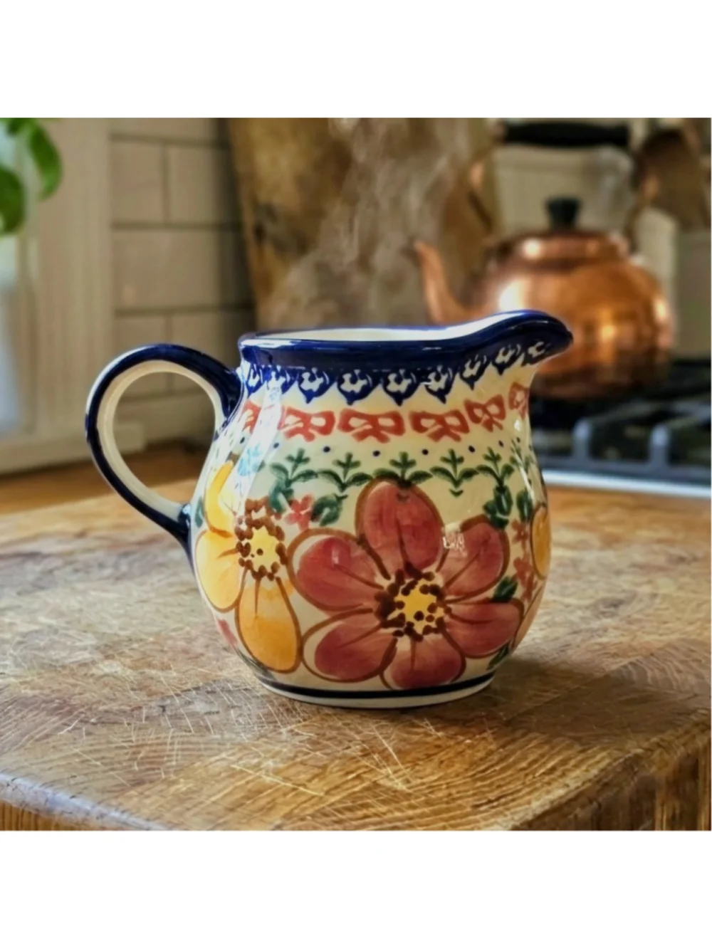 Polish Pottery Vena Unikat Creamer Milk Jug Hand Painted Malgorzata PP62 Poland